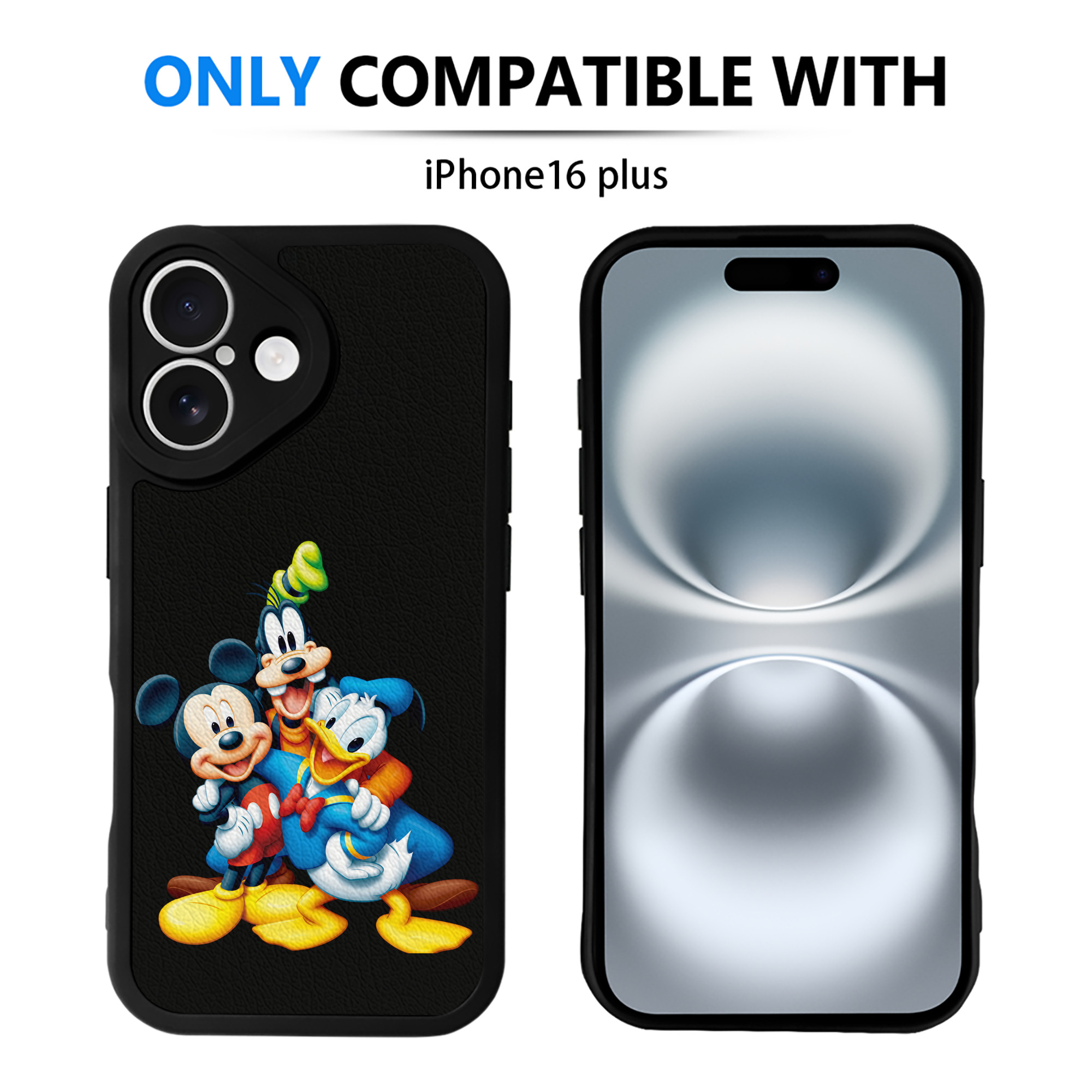（画像用） ミッキーマウス Mickey Mouse 【iPhone 16シリーズ対応】シリコンスマホケース（レザー調） 材質：シリコン